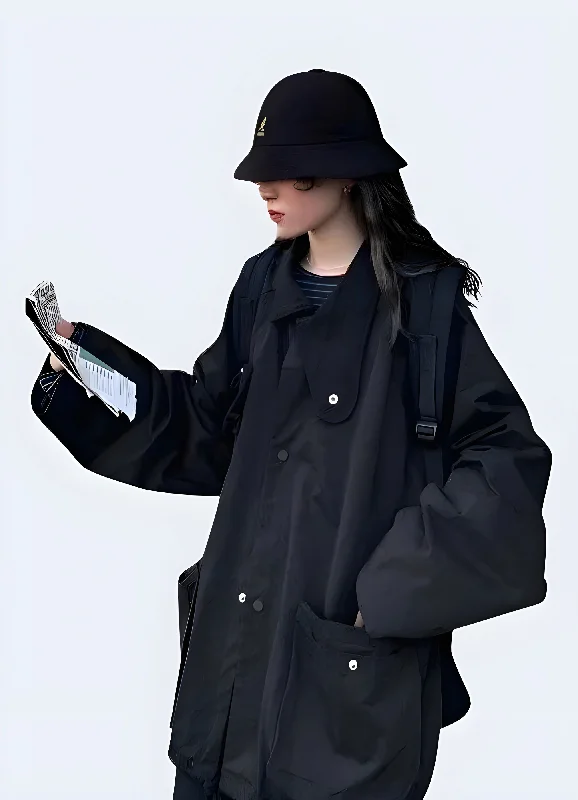 Multi Pocket Jacket Women's Hoodie Zip-Up Jacket Button-Up Jacket