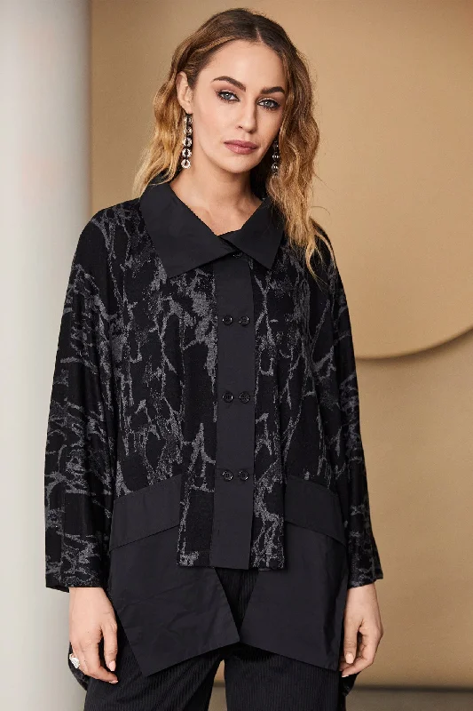 Naya 187 Black Grey Print Shirt Jacket Quilted Jacket Puffer Jacket Insulated Jacket