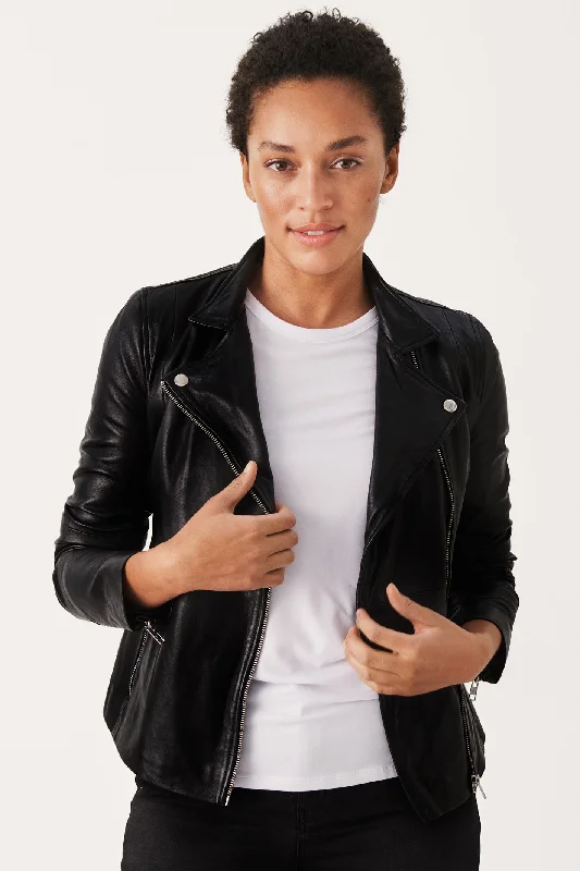 Part Two 30305718 FrancesPW Leather Jacket Black Zippered Jacket Buttoned Jacket Snapped Jacket Part Two 30305718 FrancesPW Leather Jacket Black Zippered Jacket Buttoned Jacket Snapped Jacket