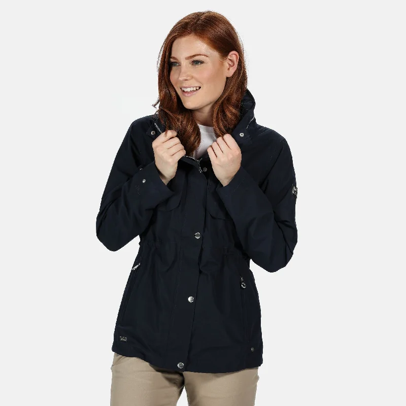 Regatta Ladies Narelle Waterproof Jacket -NAVY Satin Fabric Silk Fabric Chiffon Fabric