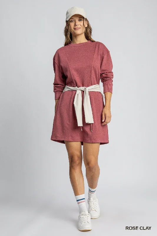 Umgee W Buttery Soft Sweatshirt Dress ROSE CLAY Hoodie with Tie-Dye Psychedelic Retro Umgee W Buttery Soft Sweatshirt Dress ROSE CLAY Hoodie with Tie-Dye Psychedelic Retro
