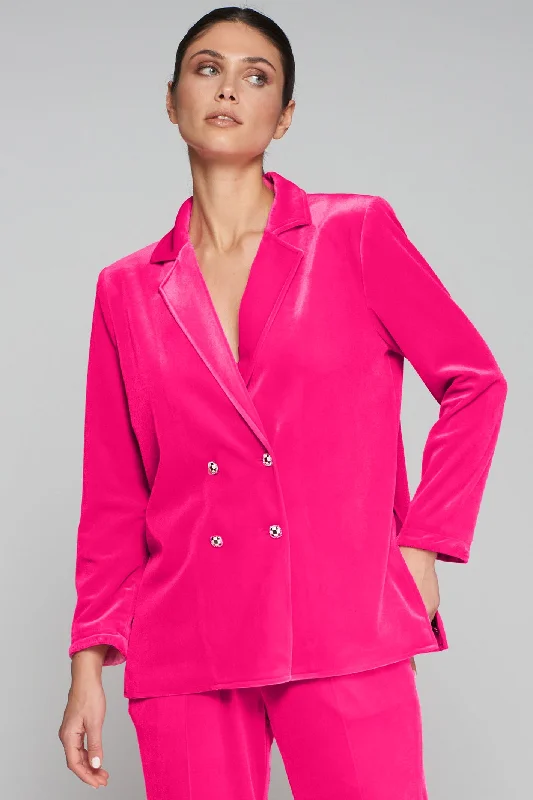Vilagallo 31756 Pink Double Breasted Jacket Herringbone Jacket Houndstooth Jacket Plaid Jacket