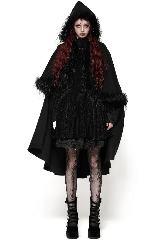 Warm Hooded Cape with Faux Fur Trim and Gothic Flair Hoodie with Color Block Contrast Stylish Warm Hooded Cape with Faux Fur Trim and Gothic Flair Hoodie with Color Block Contrast Stylish
