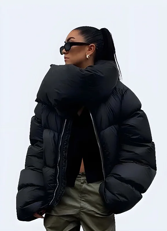 Winter Puffer Jacket Women's Welt Pockets Slit Pockets Flap Pockets