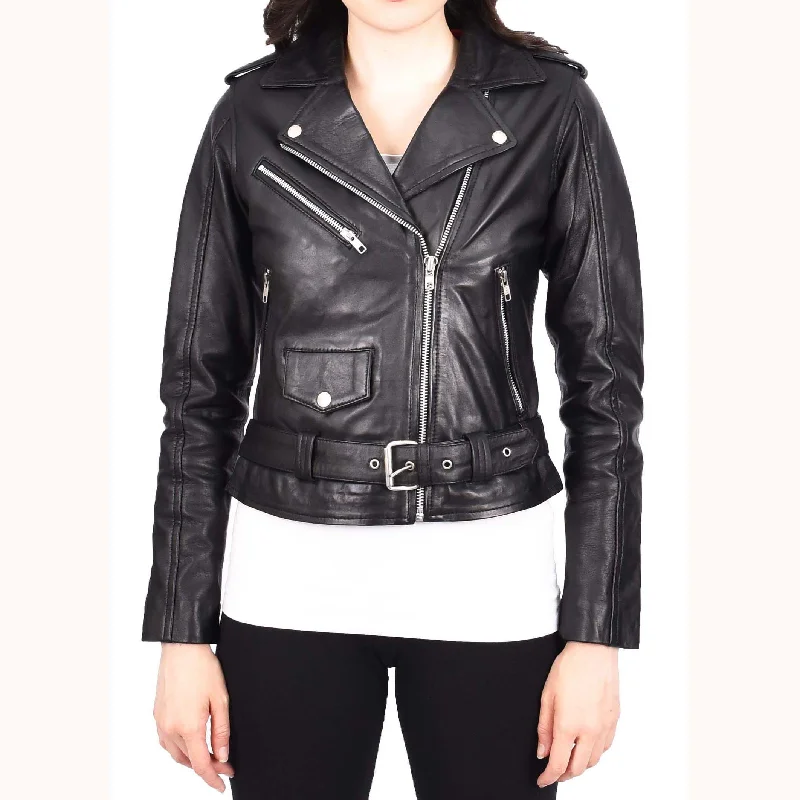 Womens Authentic Soft Leather Biker Jacket Slim Fit Jessie Black Hoodie Zip-Up Jacket Button-Up Jacket Womens Authentic Soft Leather Biker Jacket Slim Fit Jessie Black Hoodie Zip-Up Jacket Button-Up Jacket