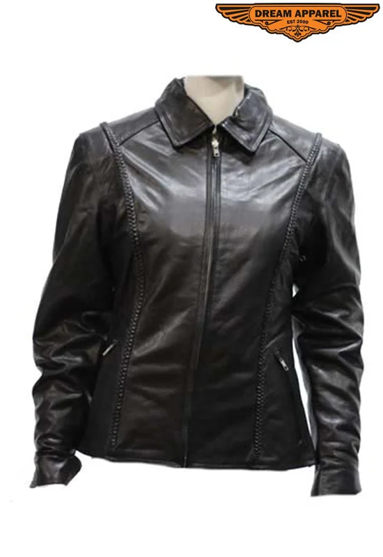 Womens Heavy Duty Leather Jacket Mesh Jacket Canvas Jacket Denim Jacket