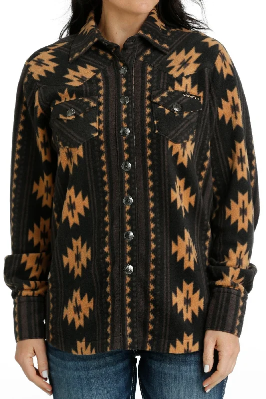 WOMEN'S SOUTHWEST PRINT POLAR FLEECE SHIRT JACKET - BLACK Cotton Jacket Linen Jacket Terry Jacket WOMEN'S SOUTHWEST PRINT POLAR FLEECE SHIRT JACKET - BLACK Cotton Jacket Linen Jacket Terry Jacket